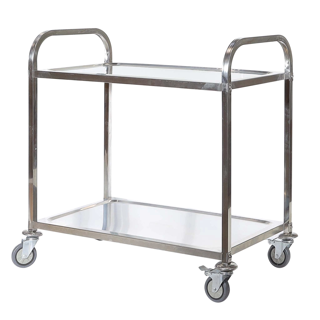 Carrello portavivande in acciaio inox 2 ripiani freni max 150kg Carrello da cucina