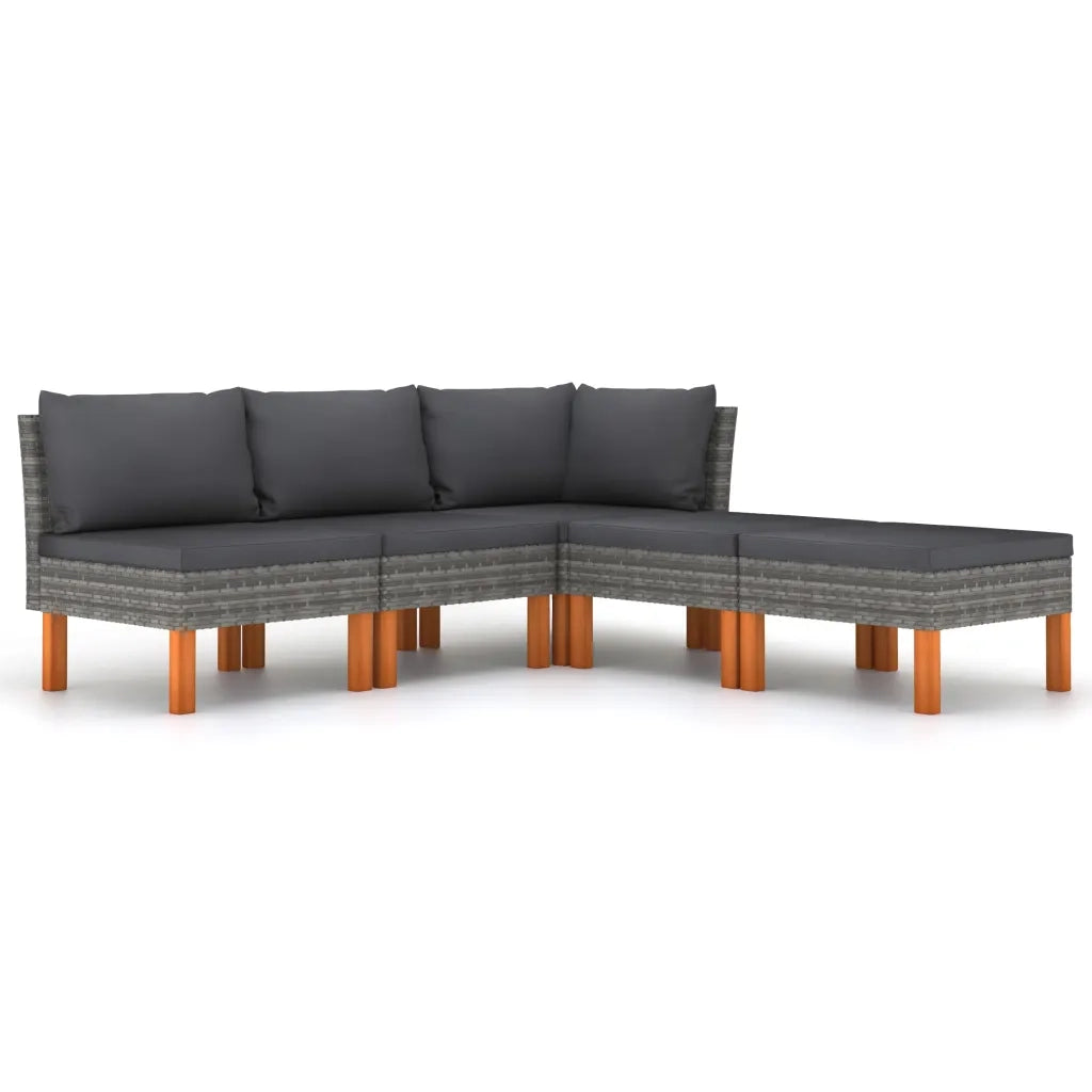Set Divani da Giardino 5 pz con Cuscini in Polyrattan Grigio 3059710