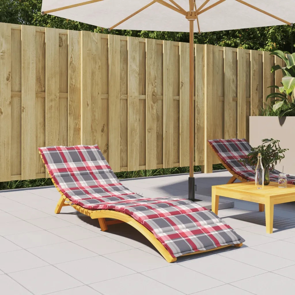 Cuscino per sedie | Cuscino per Lettino a Quadri Rossi 200x50x3cm Tessuto Oxford