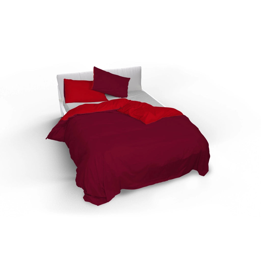 Copripiumino con Sacco e Federe Doubleface Rosso/Bordeaux Singolo
