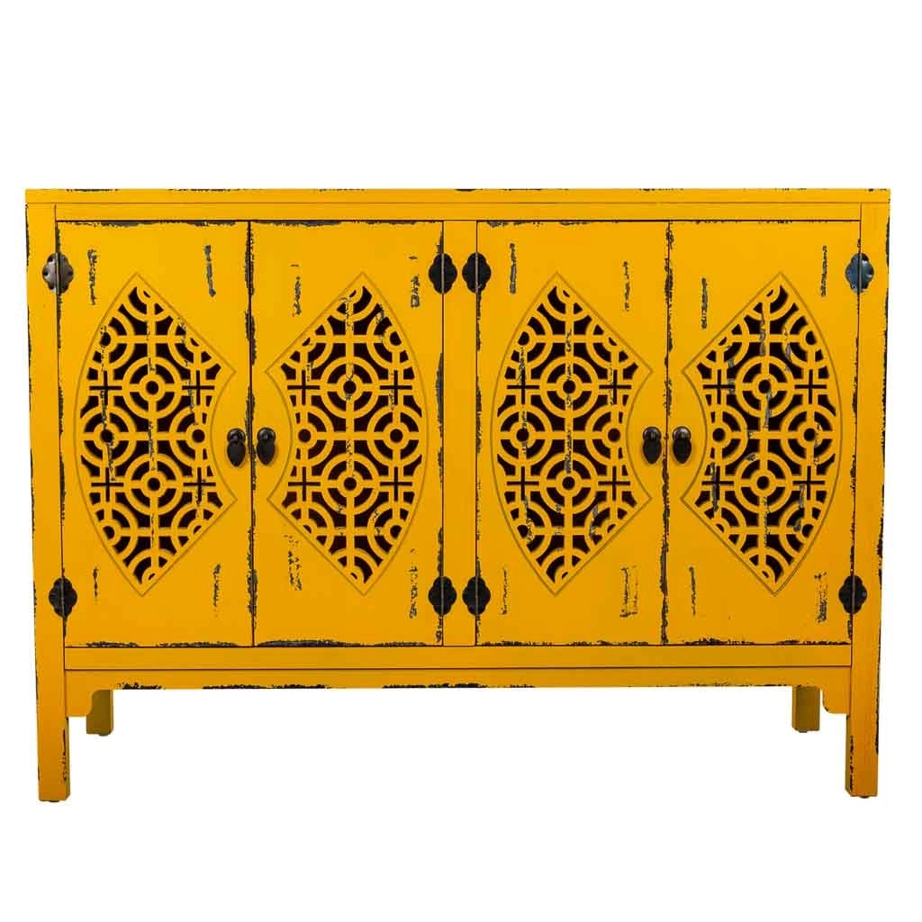 Credenza in legno gialla 120x40x86,5