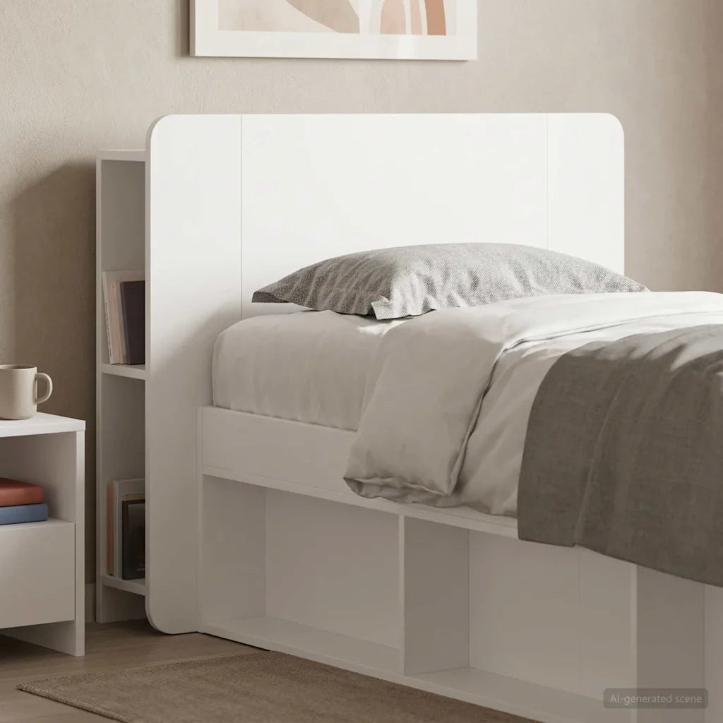 Testata del letto Bianco Lucido Legno ingegnerizzato