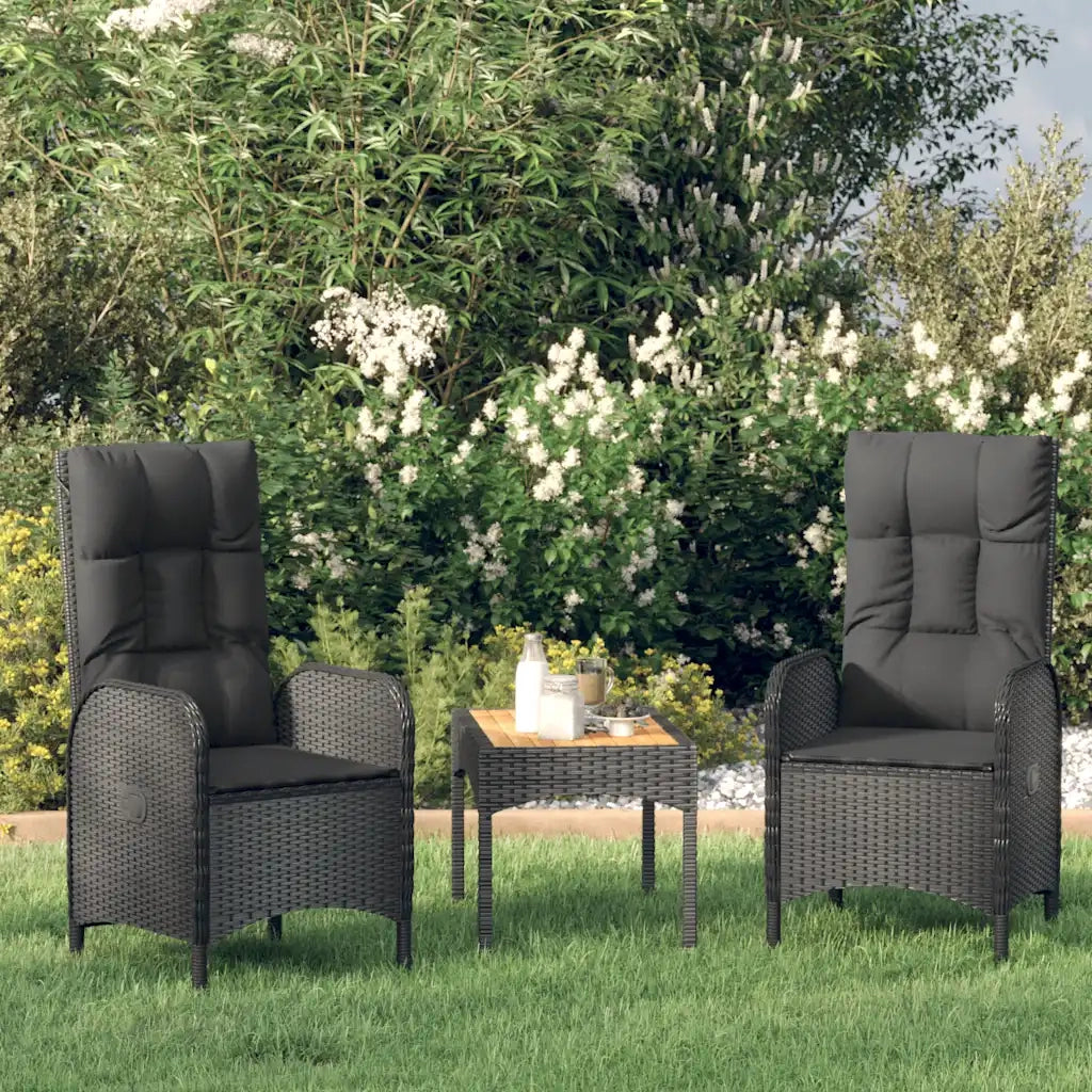 Sedie da Giardino 2 pz | Sedie da Esterno in Polyrattan Nero