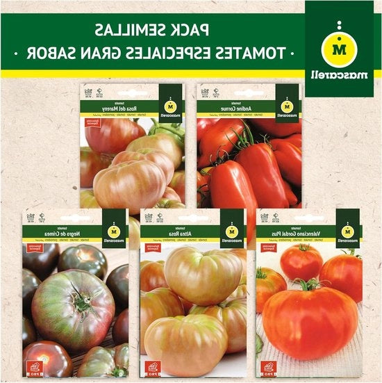 Pacchetto di Semi di Tomate Mascarell Speciale con Eccellente Sapore - Coltivazione a Casa - 5 Varietà - 36 Grammi