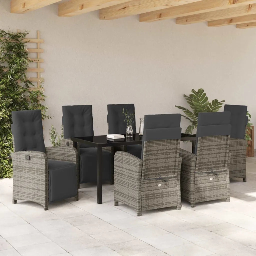 Set da Pranzo per Giardino con cuscino 7 pcs Grigio polyrattan 3380327