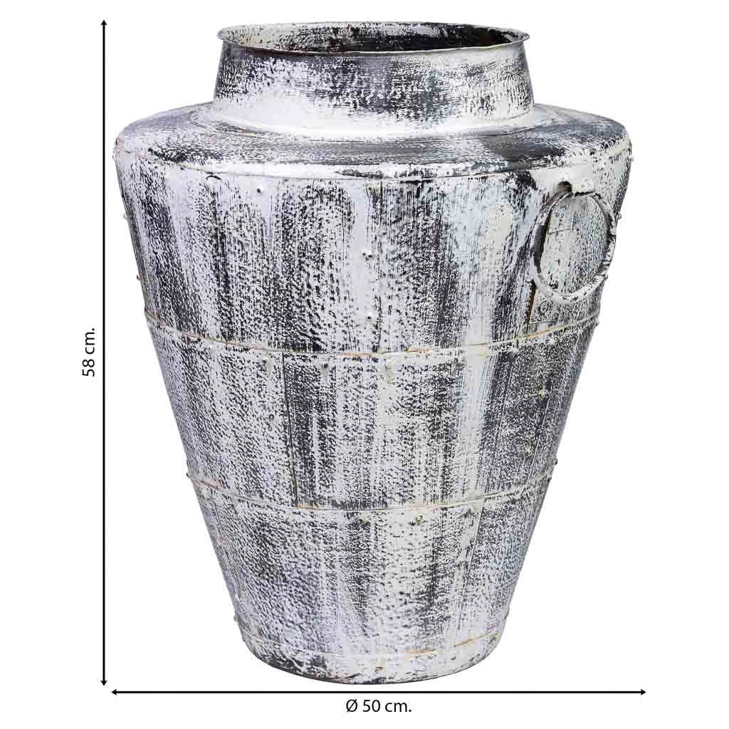 Vaso in metallo invecchiato bianco 50x50x58