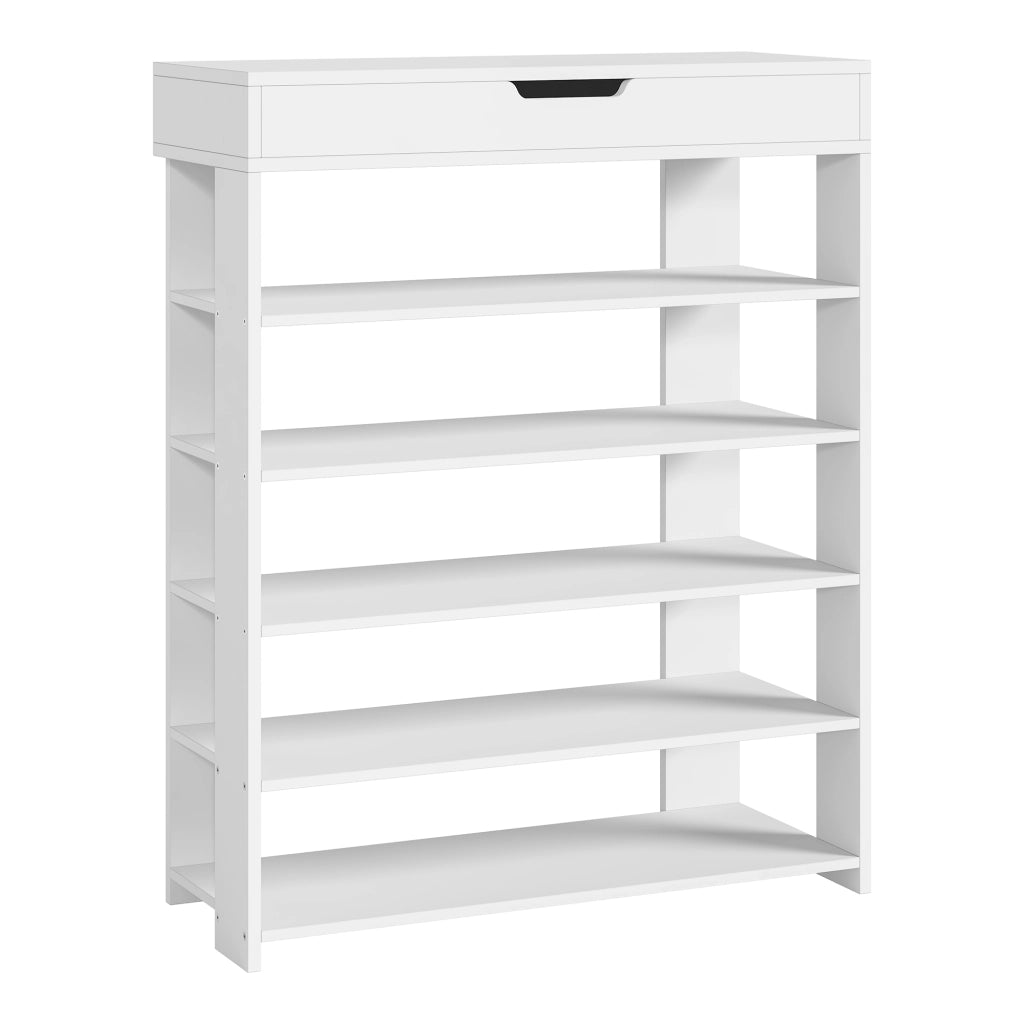 Scarpiera Boppeelo Scaffale a 5 Ripiani e Cassetto 94 x 75 x 30 cm - Bianco [en.casa]
