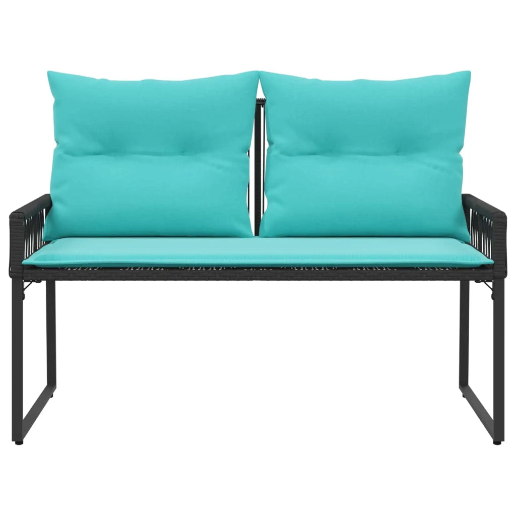 Panchina da esterno 4 pcs Nero e Turchese polyrattan