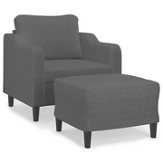 Poltrona | Sedia Relax con Poggiapiedi Grigio Scuro 60 cm in Tessuto