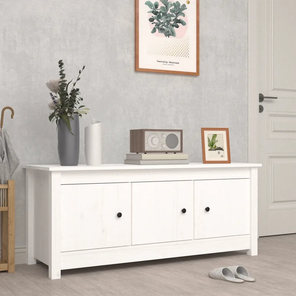 Scarpiera | Mobile per scarpe Bianca 110x38x45,5 cm in Legno Massello di Pino