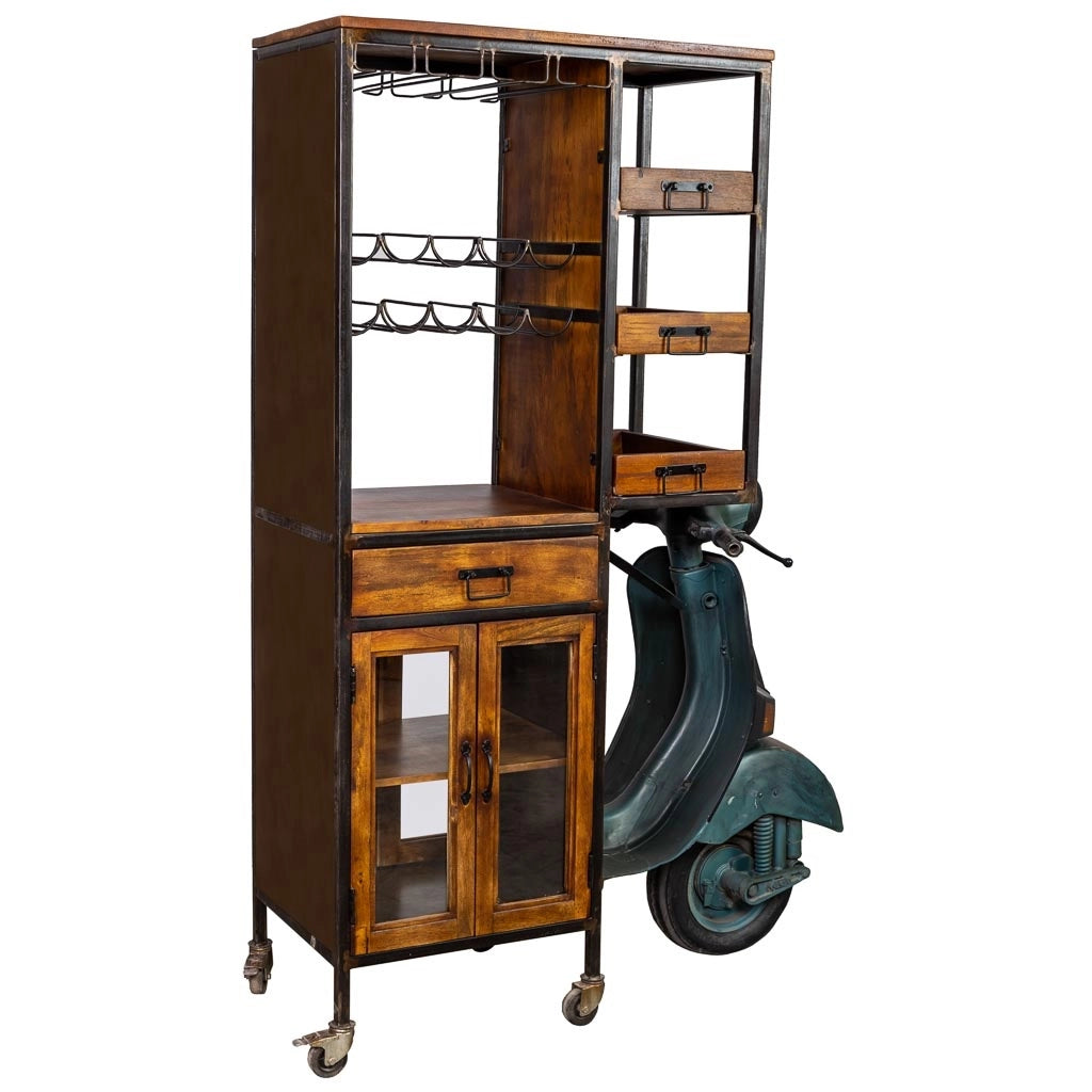 Moto mensola portabottiglie marrone 140x67x194