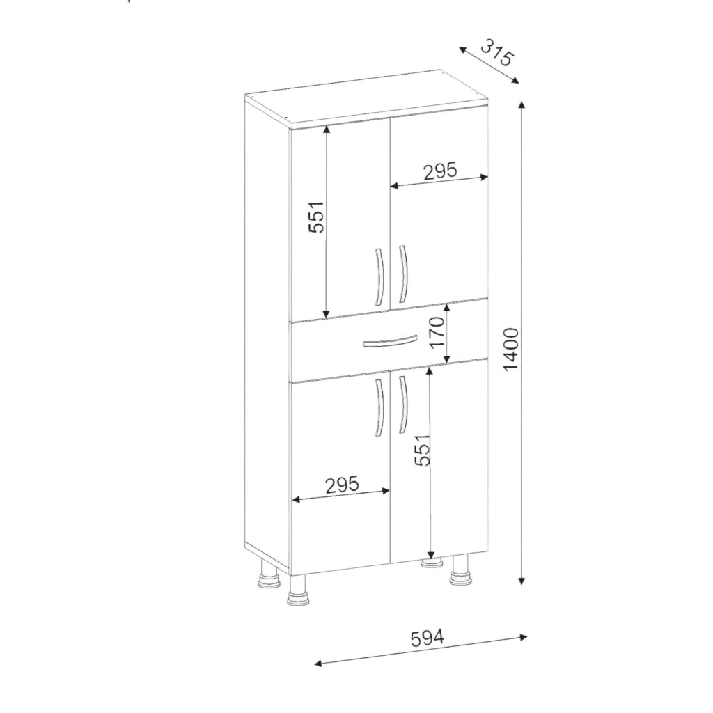 Iolana, Armadio Multiuso Grande 4 Ripiani, 59x140h cm Bianco