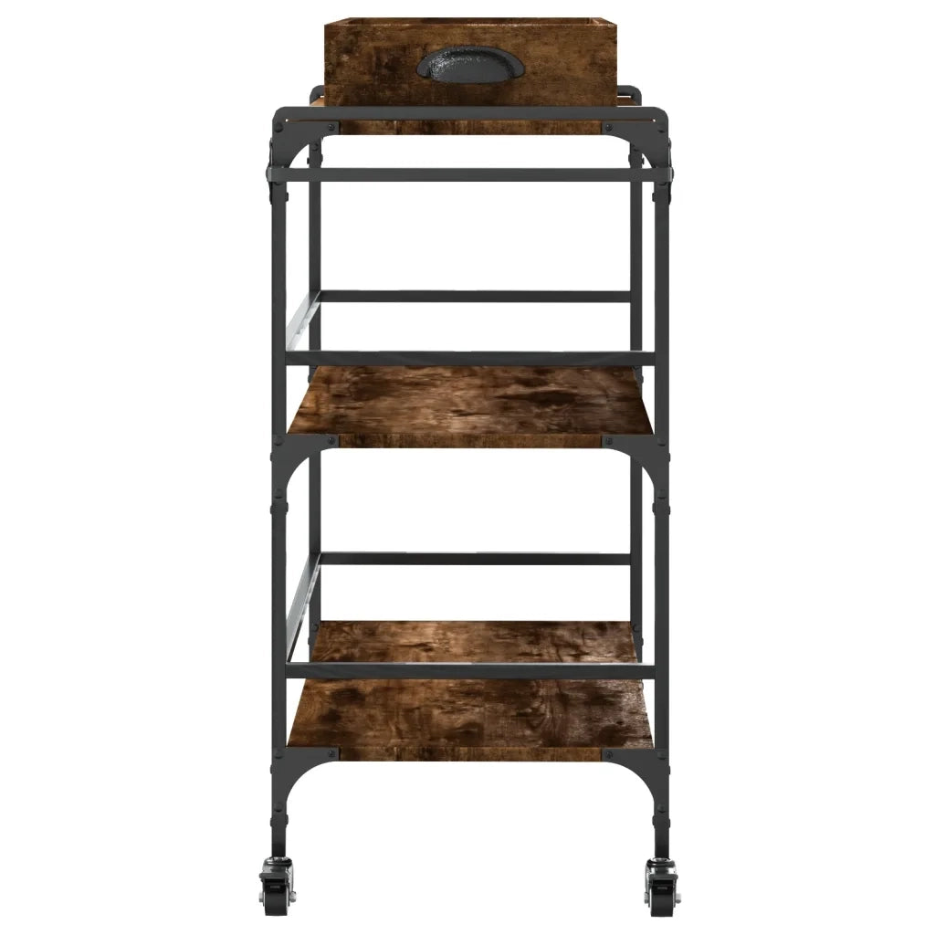 Carrello da Cucina-Scaffale per Cucina Rovere Fumo 81,5x41x92,5cm Legno Multistrato
