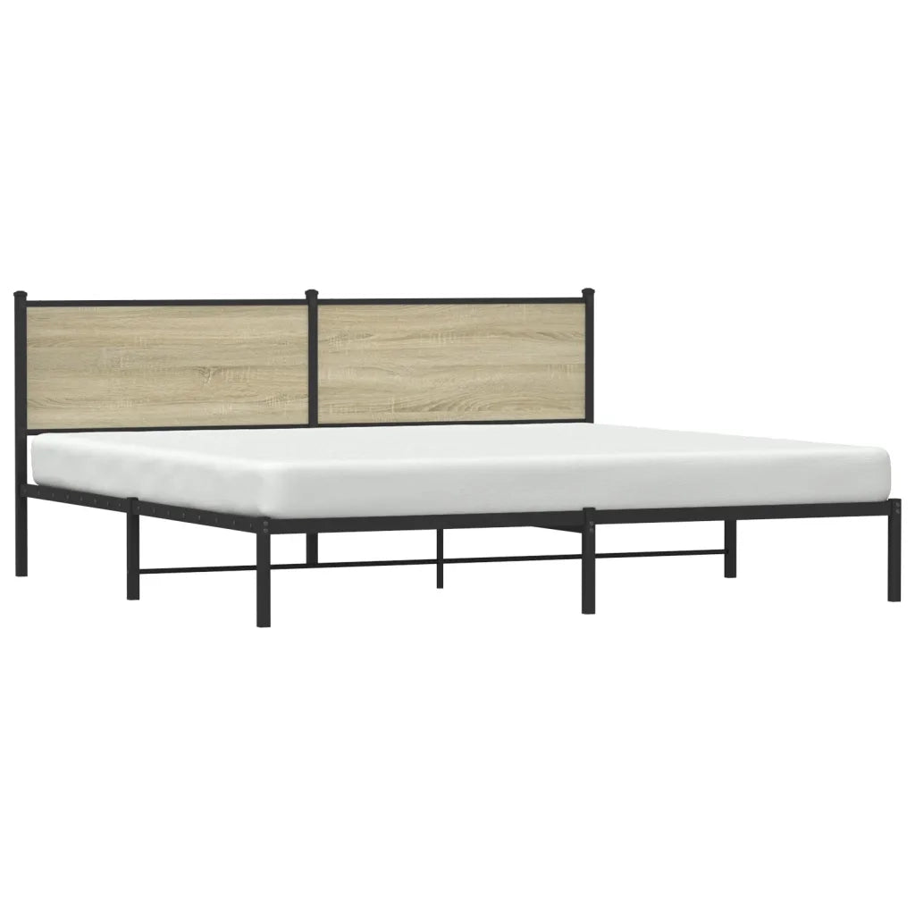 vidaXL Giroletto senza Materaso in Metallo Rovere Sonoma 200x200 cm