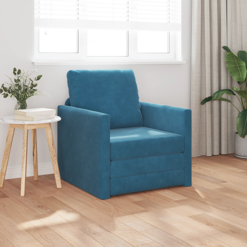 Divano Letto 2-in-1 Blu 74x77x81 cm in Velluto