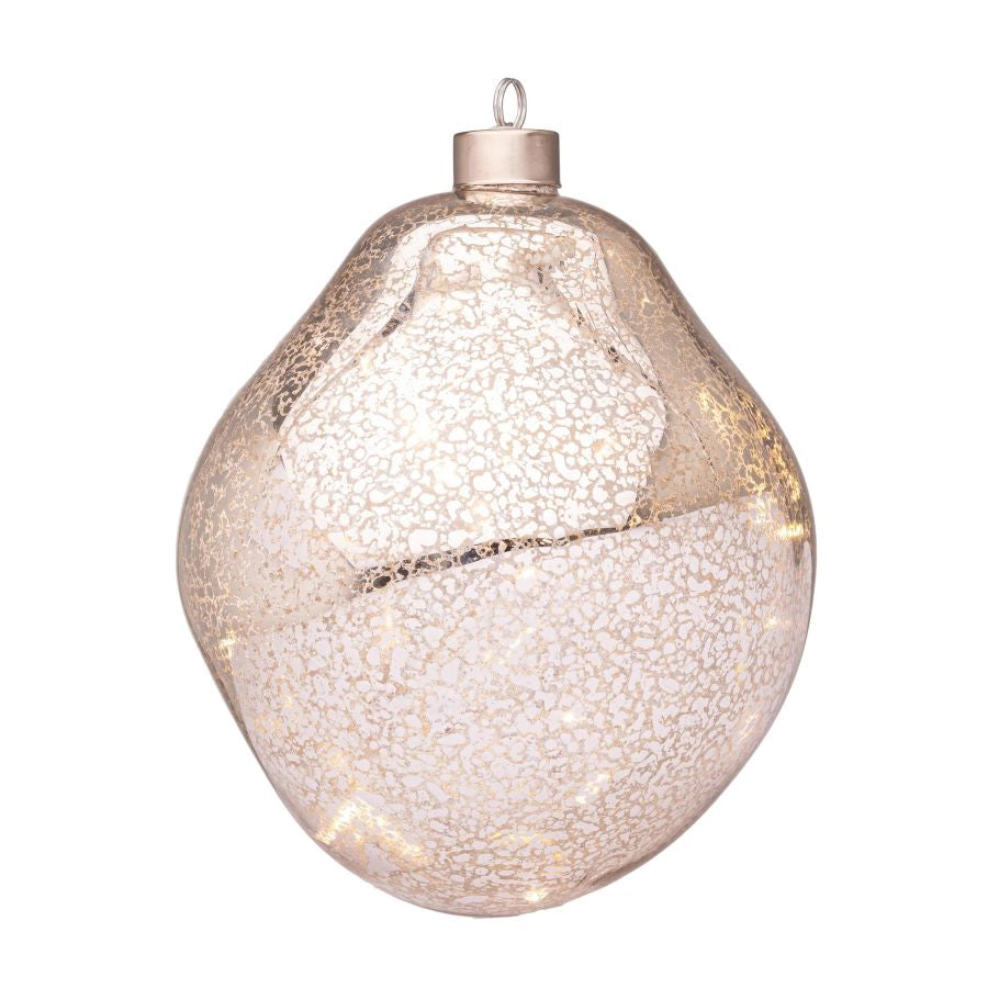 SFERA DI NATALE BIZZOTTO IN VETRO ARGENTO CON LUCI LED  D150
