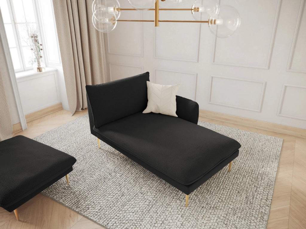 Cosmopolitan Design - Chaise longue destra "Vienna" in bouclé nero 