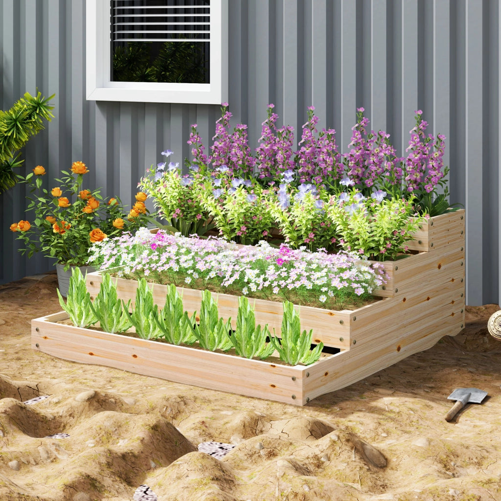 Casetta da giardino 4 livelli per orto ¨C zephmum ¨C 113x113x46 cm legno naturale