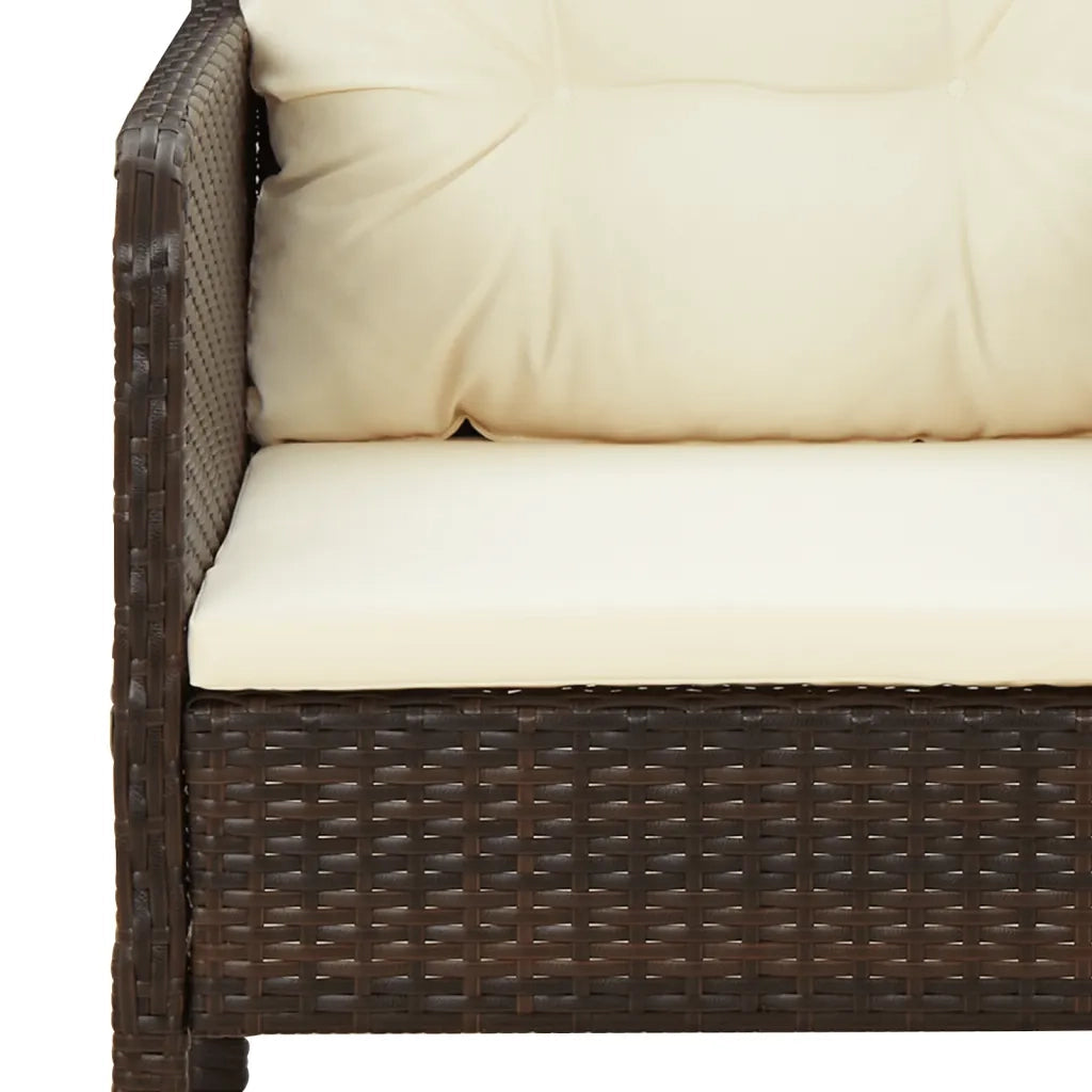 Set Divani da Giardino 5 pz | Set Salotto da Giardino con Cuscini Marrone in Polyrattan