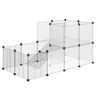 Recinto per Animali Modulabile con Pannelli 35x35 cm e Accessori, in Acciaio e PP, 140x70x70 cm, Nero