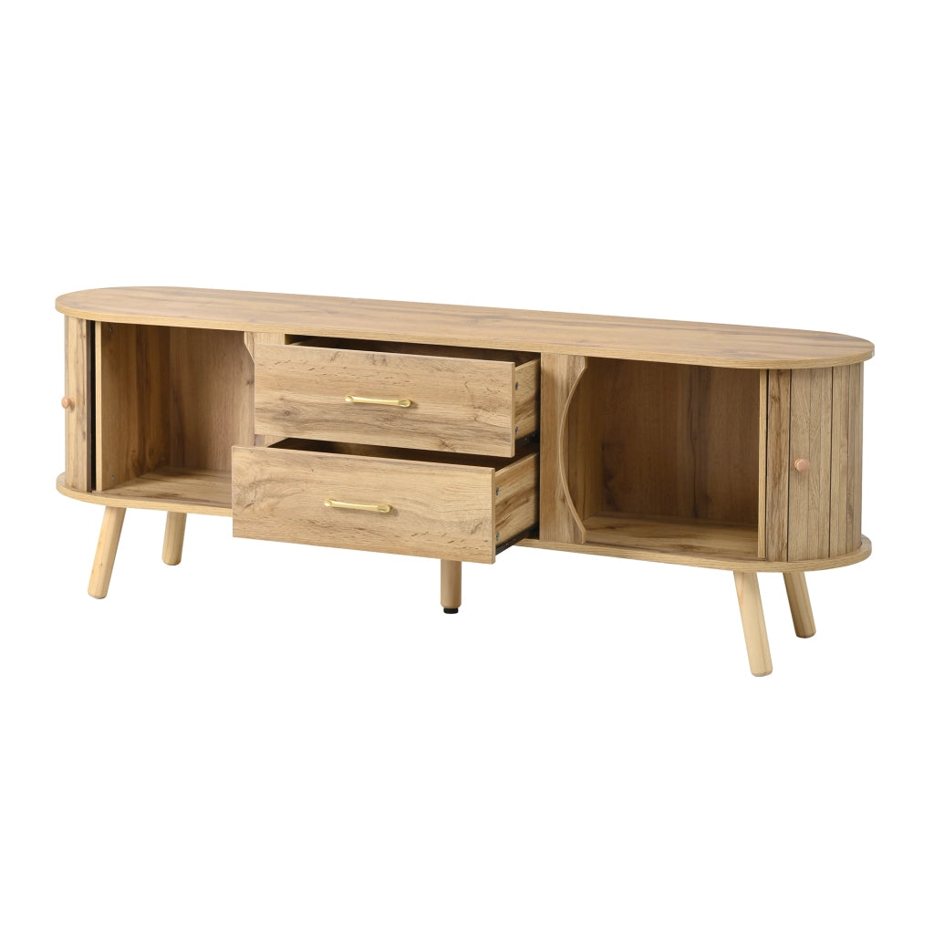 Mobile TV con 2 Ante Scorrevoli e 2 Cassetti ¨C MINIMAL ¨C Legno MDF Massello Moderno