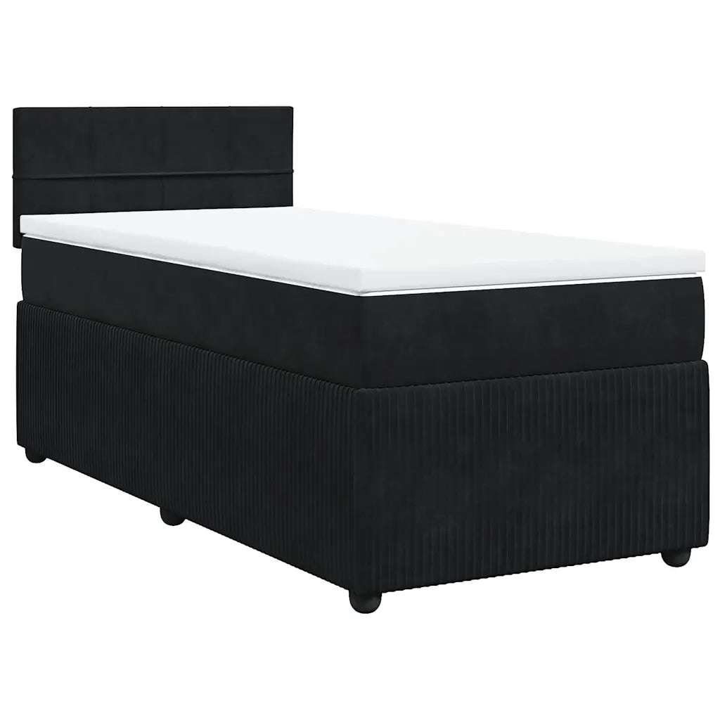 Giroletto a Molle con Materasso Nero 90x190 cm in Velluto
