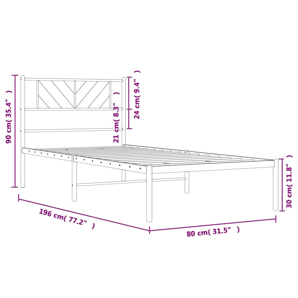 Giroletto senza Materaso con Testiera Metallo Bianco 75x190 cm