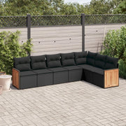 Set Divani da Giardino con Cuscini 7pz Nero Polyrattan 3227707