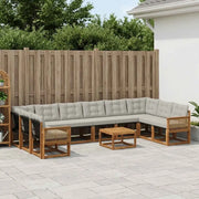 Set di divani da esterno 11 pcs Naturale e Grigio Chiaro