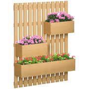 Fioriera da Esterno Verticale in Legno con 3 Vasi Rimovibili, 60x16x80cm