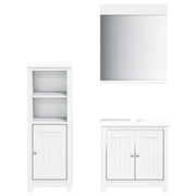 Set Mobili da Bagno | Armadio da bagno 3 pz BERG Bianco in Legno Massello di Pino