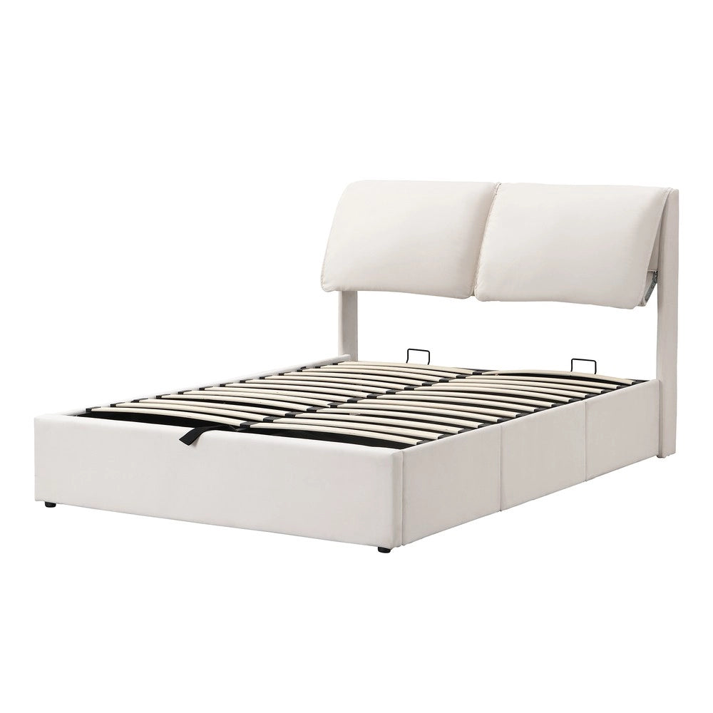 Letto Contenitore Imbottito con Testiera e Cassetti ¨C MINIMAL ¨C Velluto Beige 140x200