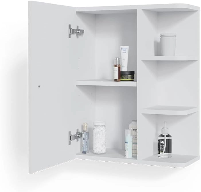 Mobile bagno Fynn, Bianco, 47.2 x 59.2 cm, per montaggio a parete con ripiani aperti