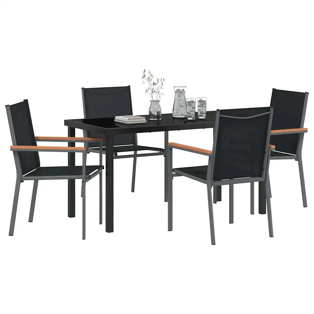 Set da Pranzo per Giardino 5 pcs Nero 3379088