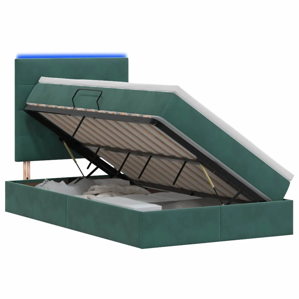 Letto con contenitore LED e materasso Verde Scuro 120 x 190 cm 3460119