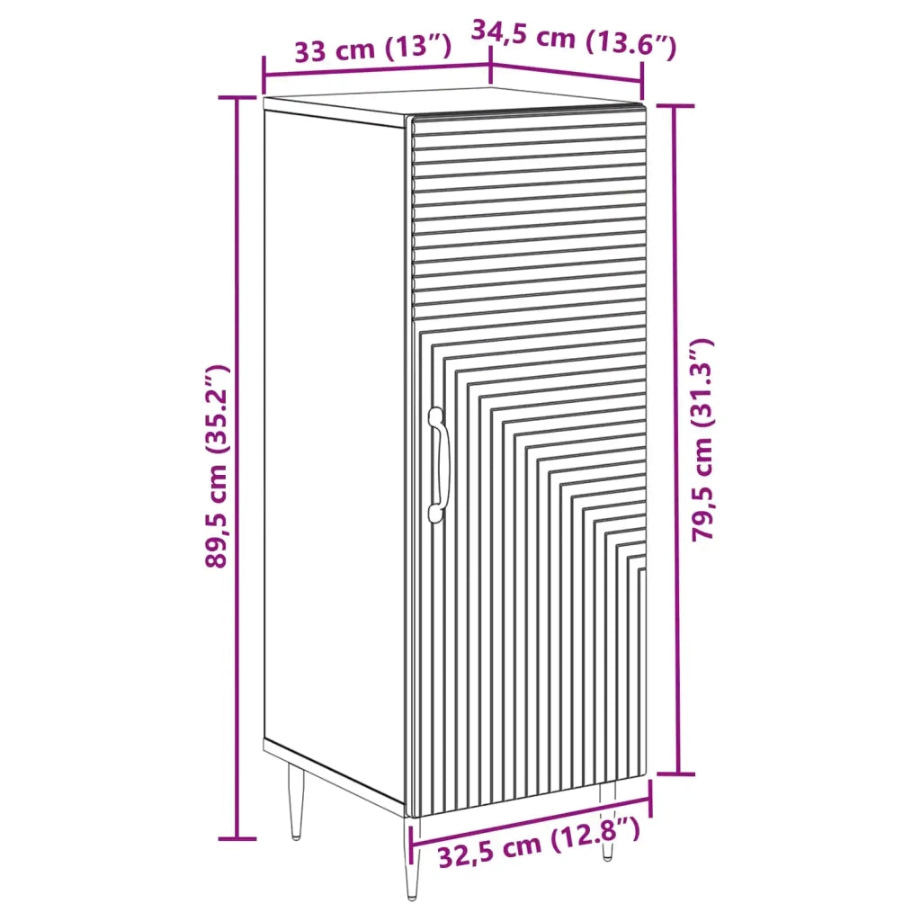 Credenza Bianco Lucido 33 x 34,5 x 89,5 cm Legno ingegnerizzato