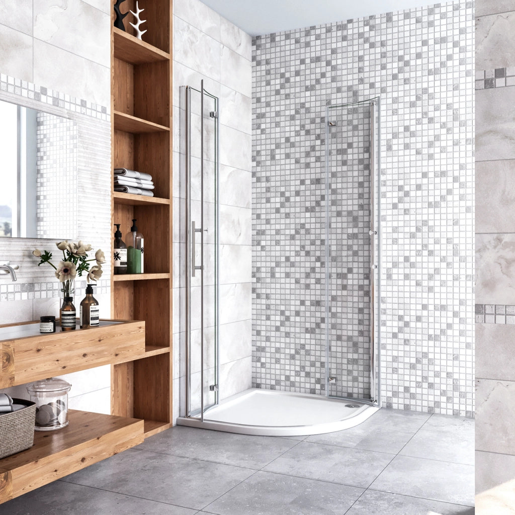 80x80x195 cm Box Doccia Semicircolare Porte Battenti e Ante Pieghevoli in Vetro Temperato 6mm Anticalcare Trasparente Profilo Cromo Lucido