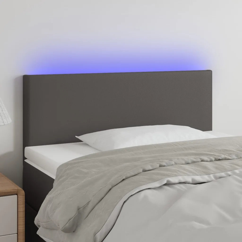 Testiera Grigia a LED 80x5x78/88 cm in Similpelle