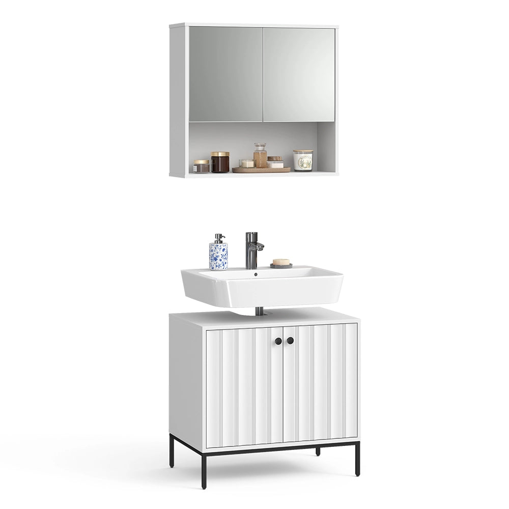 Vicco Set di mobili da bagno Ondulazione bianca 2 parti