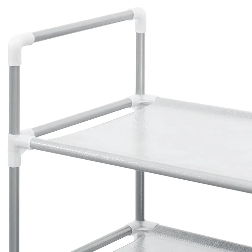 Scarpiera 4 Ripiani Metallo e Tessuto Non Tessuto Argento cod mxl 49026