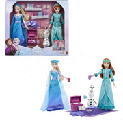 Disney Frozen - Pigiama Party tra Sorelle, set con bambole Anna e Elsa, personaggio Olaf e 12 accessori a tema inclusi t