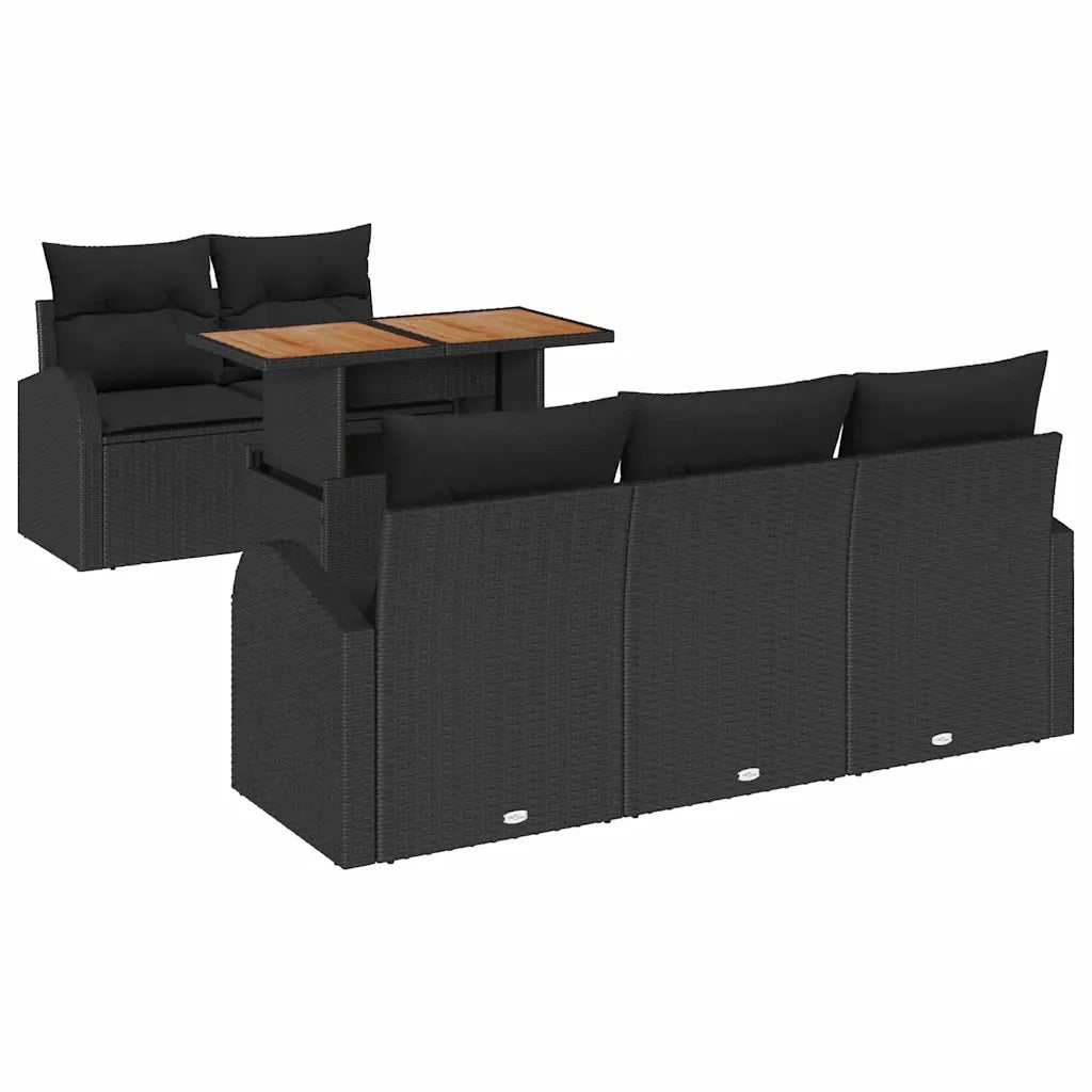 Set Divano da Giardino con cuscino 6 pcs Nero 3349526
