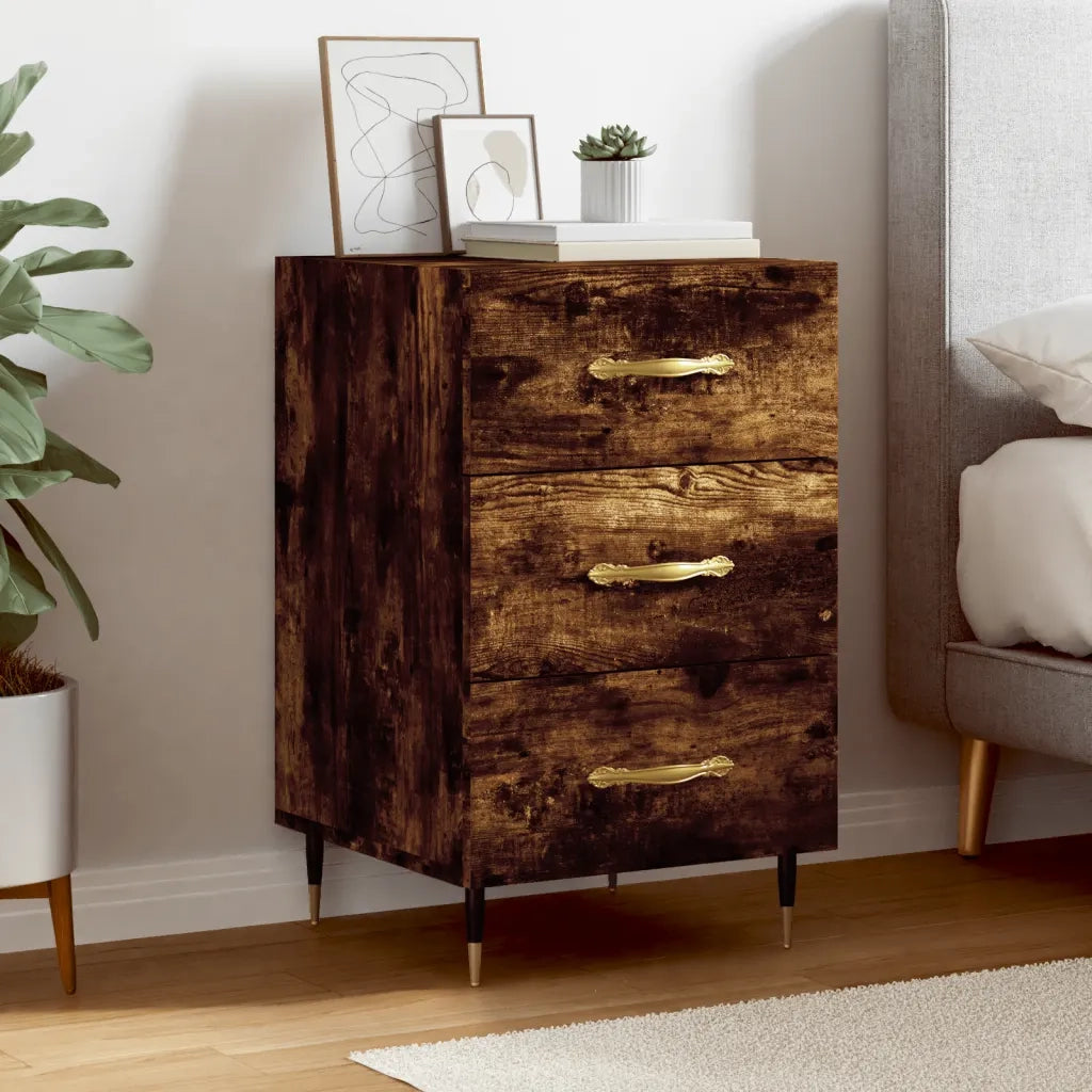 Comodino | Armadio da Notte | Mobiletto da notte Rovere Fumo 40x40x66 cm in Legno Multistrato