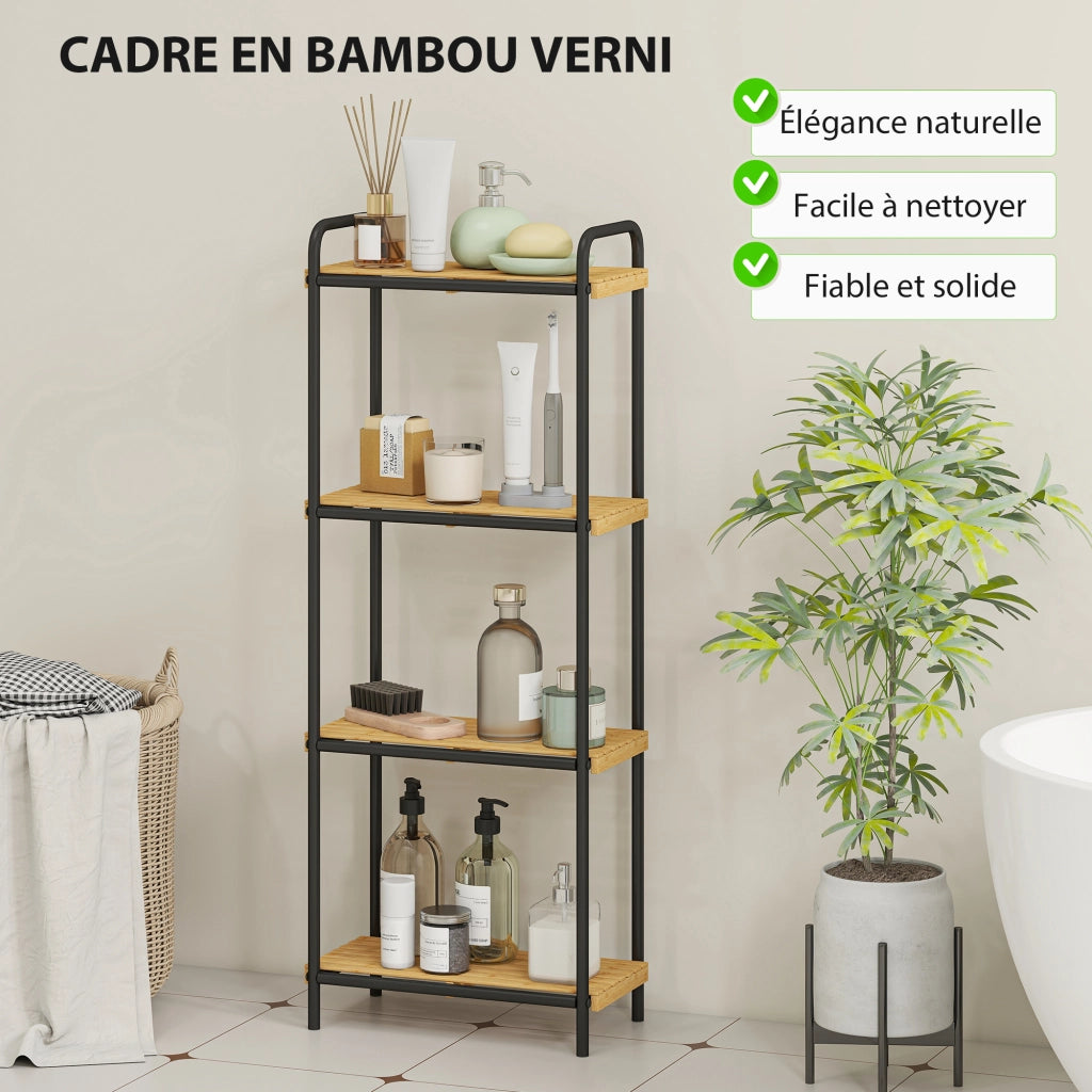 Etagere da bagno 4 ripiani in bambu ¨C zephmum ¨C 15x21.5x106 cm bianco