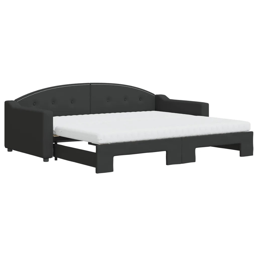 Divano Letto Estraibile con Materassi Nero 90x200 cm in Tessuto 3197550