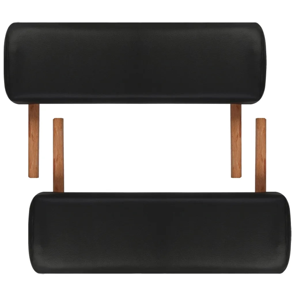 Lettino Pieghevole da Massaggio Nero 2 Zone con Telaio Legno 110077