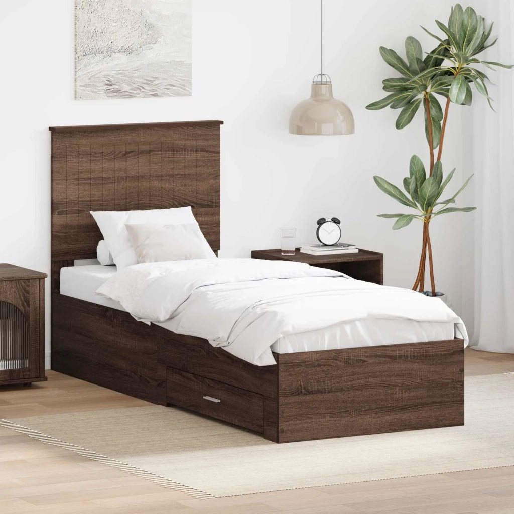 Struttura del letto Rovere Marrone e Argento 70 x 190 cm