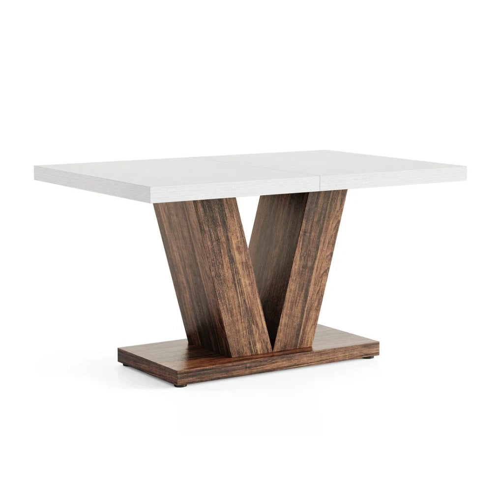 Tavolo da pranzo rettangolare 120x80x75 cm in legno; stile rustico; marrone rustico e bianco