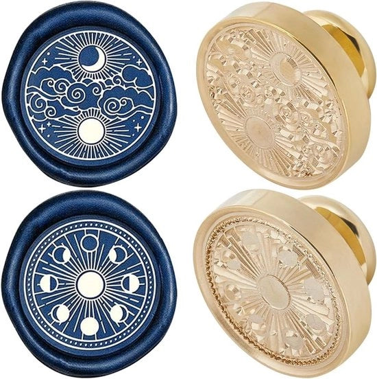 2 Stuks Zon e Luna Scegli Seal Stempel con Fase Luna Rimoscibile, Testa in Ottone per Decorazione Creativa, Inviti, Enveloppe, Carte Decorazione, Scrapbooking DIY, Decorazione.
