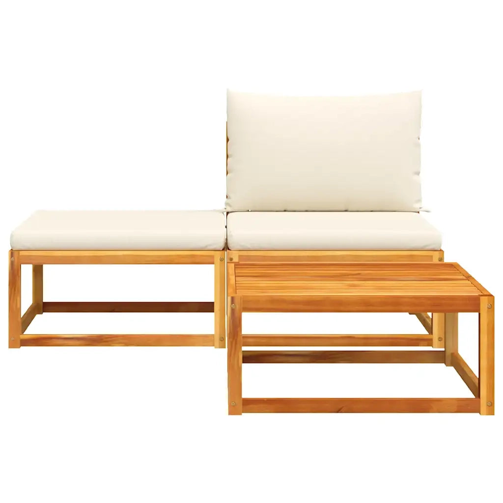 Set di divani da giardino 3 pezzi con cuscini in legno di acacia e corda 4008166
